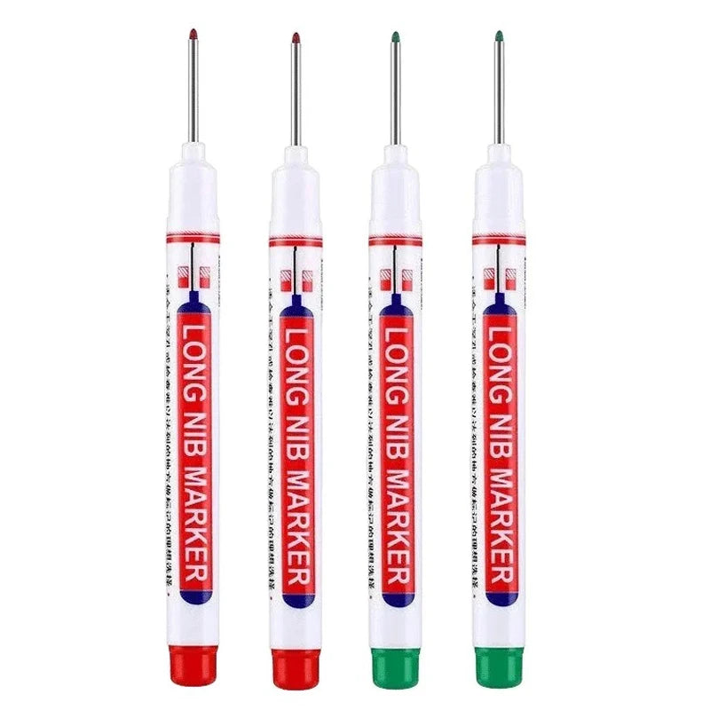 4Pcs/Set 20mm Deep Hole Long Nib Markers, Waterproof Permanent Pen for Metal, Drilling, Bathroom, Woodworking & Decoration, Multi-Purpose