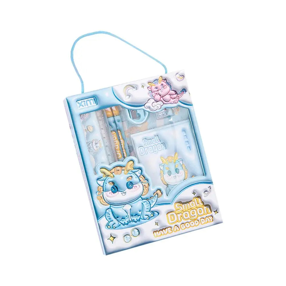 6 Pieces Cute Kids Stationery Set, Cartoon Style Kit with Pencil, Ruler, Eraser & Sharpener, Practical School Study Supplies