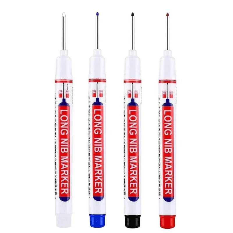 4Pcs/Set 20mm Deep Hole Long Nib Markers, Waterproof Permanent Pen for Metal, Drilling, Bathroom, Woodworking & Decoration, Multi-Purpose