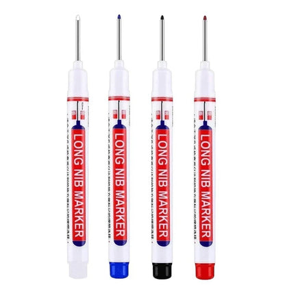 4Pcs/Set 20mm Deep Hole Long Nib Markers, Waterproof Permanent Pen for Metal, Drilling, Bathroom, Woodworking & Decoration, Multi-Purpose