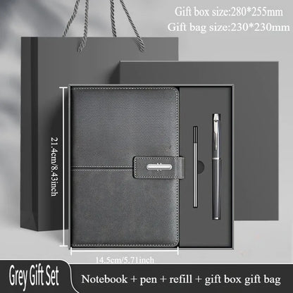 Elegant High-End Business Notebook Gift Box, Leather Journal with Pen, Premium Office Diary for Corporate Gifts