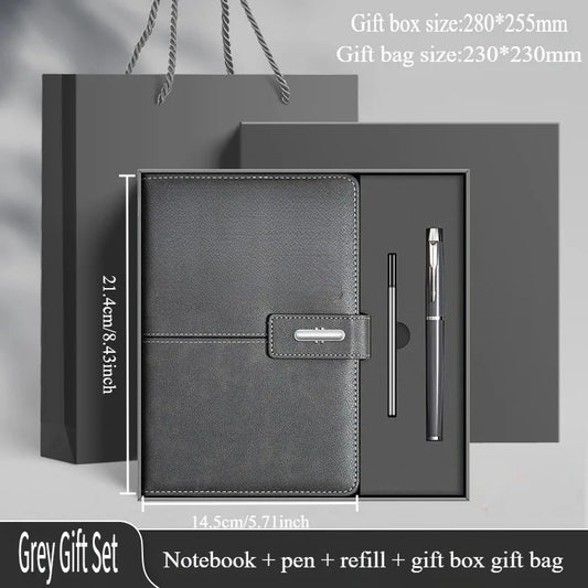 Elegant High-End Business Notebook Gift Box, Leather Journal with Pen, Premium Office Diary for Corporate Gifts