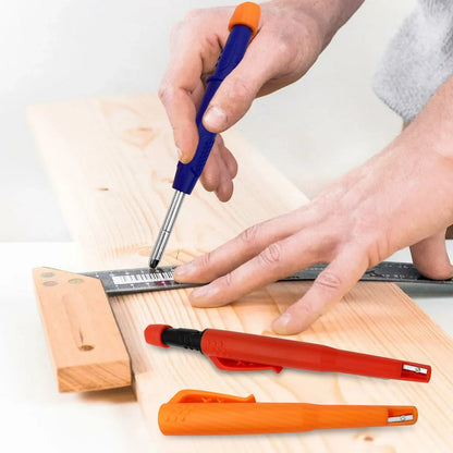 Solid Carpenter Mechanical Pencil for Woodworking & Construction, One-Piece Structure with Built-in Sharpener Pen Cap, Practical Stationery Tool