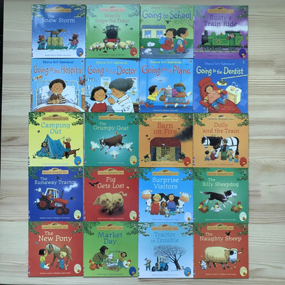 20 Books/Set Usborne Picture Books, 15×15cm Mini Size, Classic English Story Books, Early Educational Reading Books for Kids and Toddlers