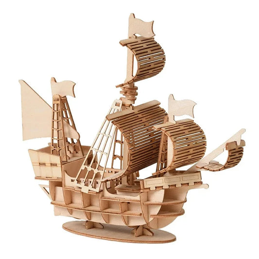 1PC 3D Sailboat Wooden Puzzle Assembly Model, DIY Wooden Craft Kit, Decorative Desk Ornament & Creative Gift