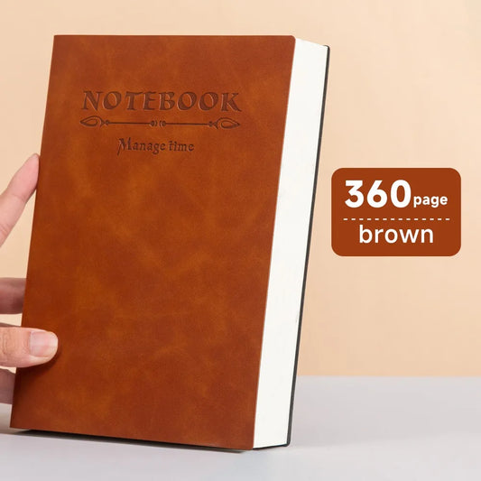A5 Minimalist Notebook, 360 Pages, Soft Waterproof Leather Cover, Universal Business Memo Diary, Back to School Stationery
