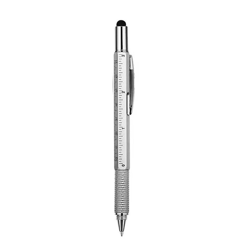 6-in-1 Multifunctional Ballpoint Pen with Hand Tool Features – Includes Ruler, Measuring Scale, Screwdriver, Touch Screen Stylus, and Spirit Level