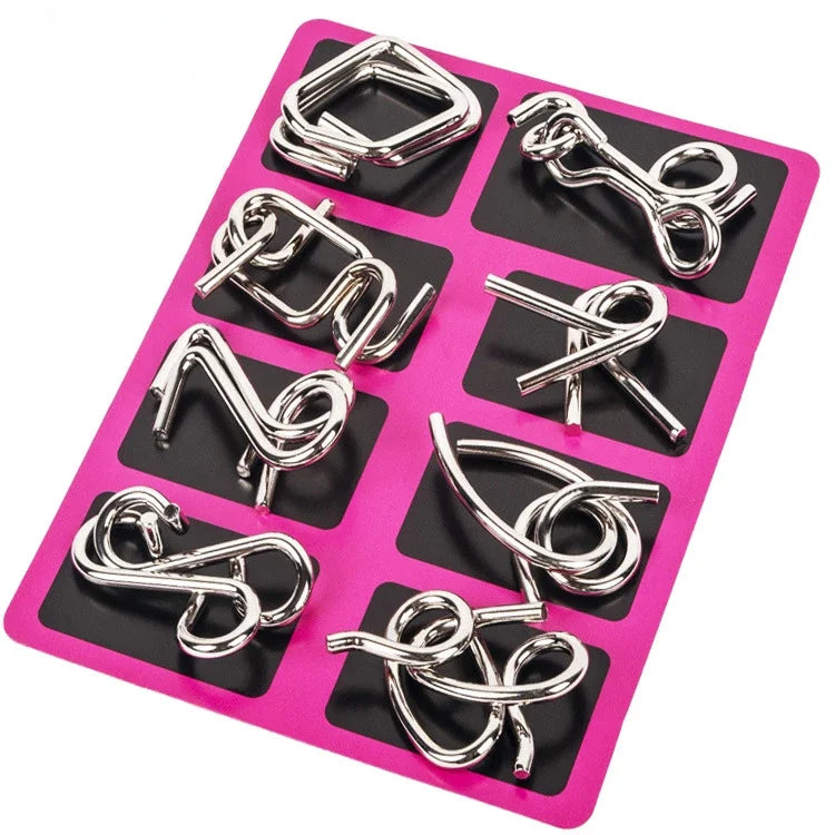 8Pcs/Set Metal Montessori Wire Puzzles, Brain Teaser Mind Games, Interactive Intelligence Toys for Kids & Adults, Stress Relief & Educational Gift