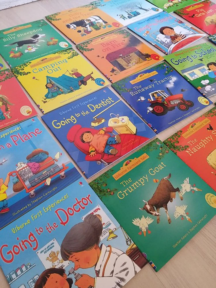 20 Books/Set Usborne Picture Books, 15×15cm Mini Size, Classic English Story Books, Early Educational Reading Books for Kids and Toddlers
