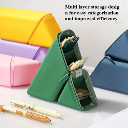 Stylish Silicone Pen Holder - Foldable Desktop Organizer for Office and Study, Multi-Function Stationery Cup, Ideal Gift for Students