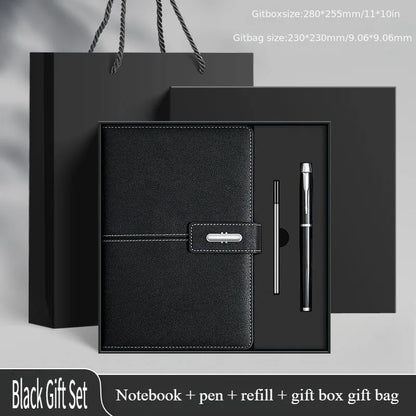 Elegant High-End Business Notebook Gift Box, Leather Journal with Pen, Premium Office Diary for Corporate Gifts