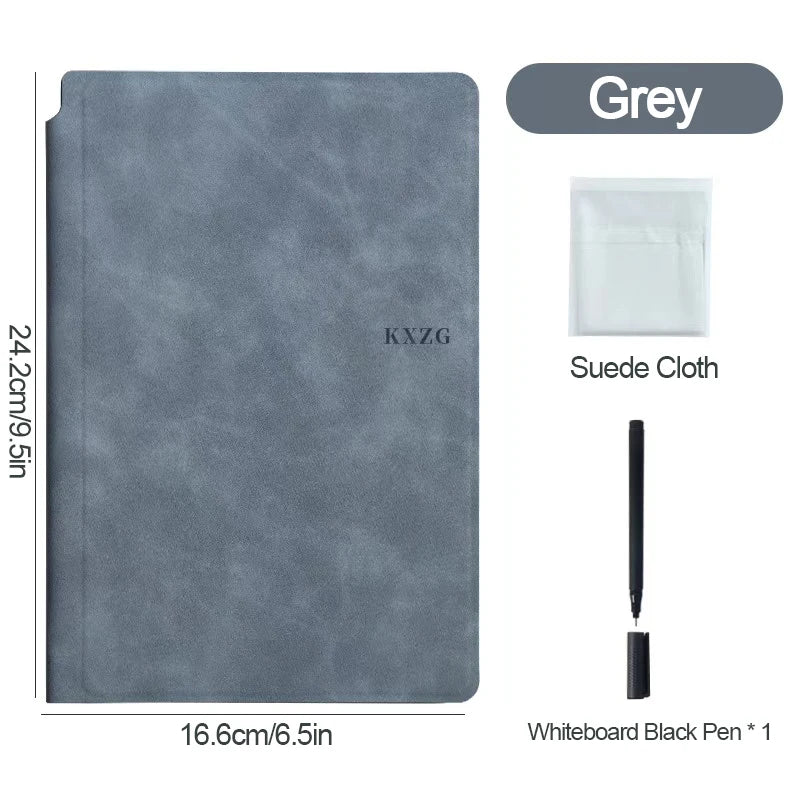 A5 Erasable Whiteboard Notebook, Leather Cover Portable Draft Notebook, Reusable Writing Board Desktop Memo Pad
