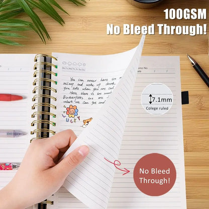 300 Pages PU Leather Business Notebook, Metal Twin Coil Binding, 360° Foldable Design, Thick Ink-Proof Writing Paper