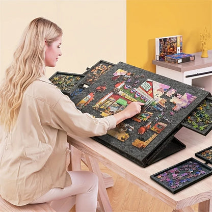 7Pcs 6-Drawer Portable Puzzle Desk Organizer – Artistic Polyester Fiber Storage, Decorative Puzzle Holder for Home & Desktop Art Decoration