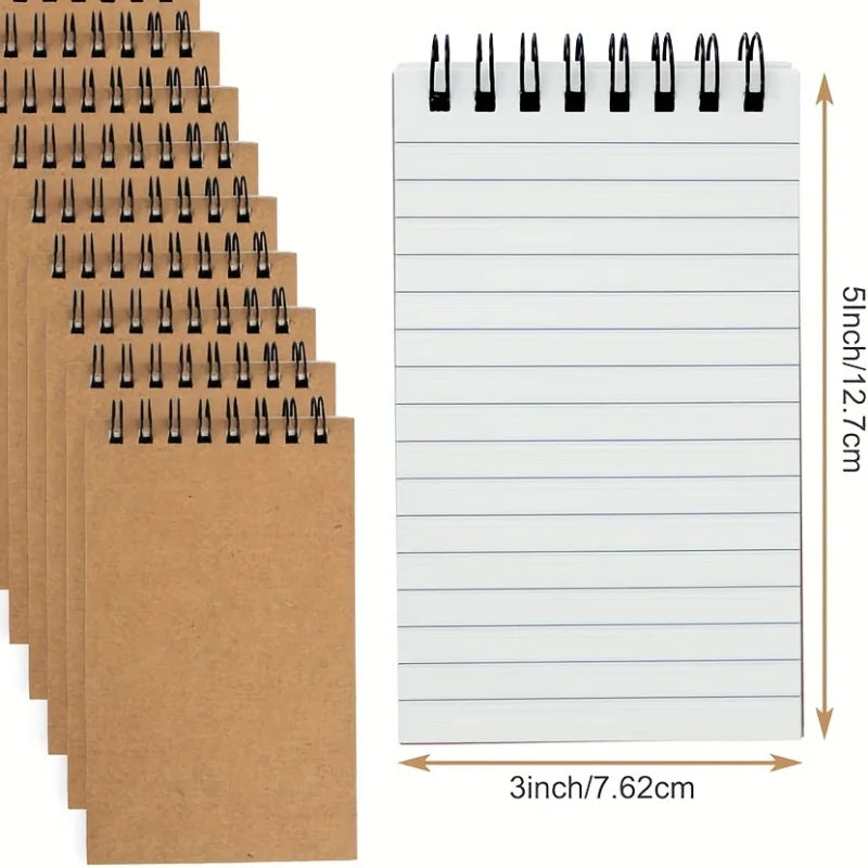 6/12 Pocket Notebooks, Spiral Bound Notepads, Office Style Mini Notebooks, Lined Memo Pads for Home, College & School Use