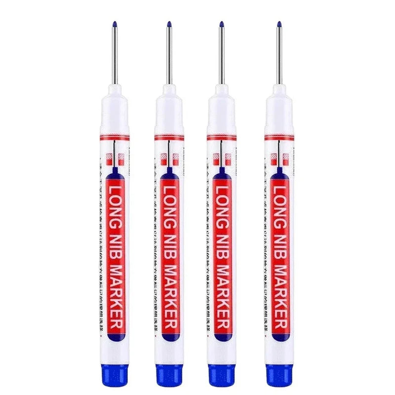 4Pcs/Set 20mm Deep Hole Long Nib Markers, Waterproof Permanent Pen for Metal, Drilling, Bathroom, Woodworking & Decoration, Multi-Purpose