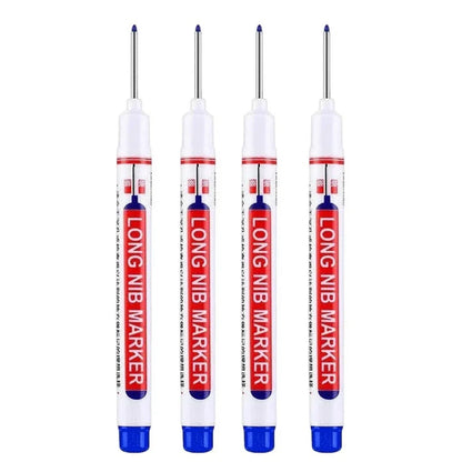 4Pcs/Set 20mm Deep Hole Long Nib Markers, Waterproof Permanent Pen for Metal, Drilling, Bathroom, Woodworking & Decoration, Multi-Purpose