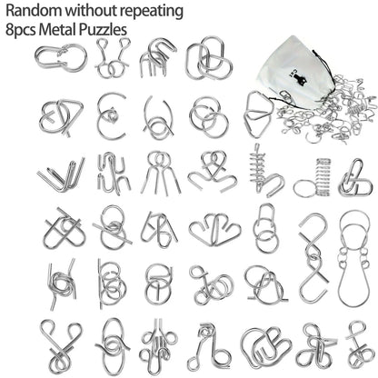 Metal Wire Puzzle Set, Brain Teaser IQ Test Disentangle Game, Iron Link Unlock Interlock Toy, Chinese Ring Magic Trick Puzzle