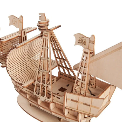 1PC 3D Sailboat Wooden Puzzle Assembly Model, DIY Wooden Craft Kit, Decorative Desk Ornament & Creative Gift
