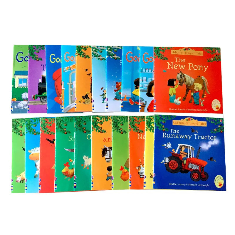 20 Books/Set Usborne Picture Books, 15×15cm Mini Size, Classic English Story Books, Early Educational Reading Books for Kids and Toddlers