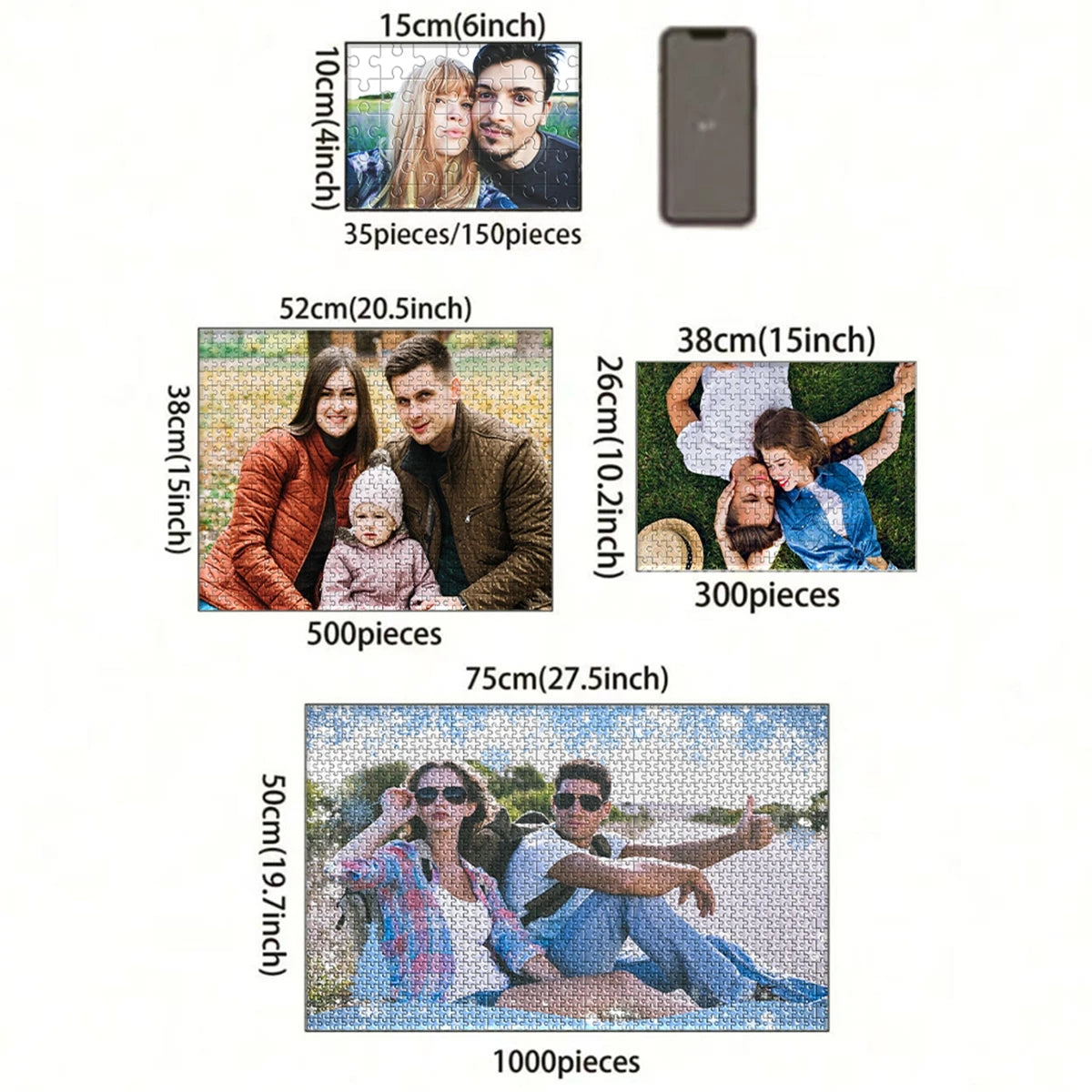 35/300/500/1025 Pcs Personalized Custom Photo Jigsaw Puzzle, Custom Image Upload Puzzle, Unique Souvenir Gift for Family and Friends