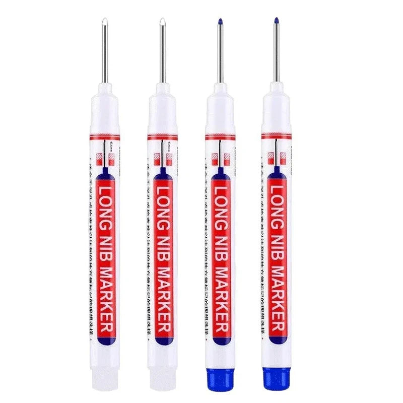 4Pcs/Set 20mm Deep Hole Long Nib Markers, Waterproof Permanent Pen for Metal, Drilling, Bathroom, Woodworking & Decoration, Multi-Purpose