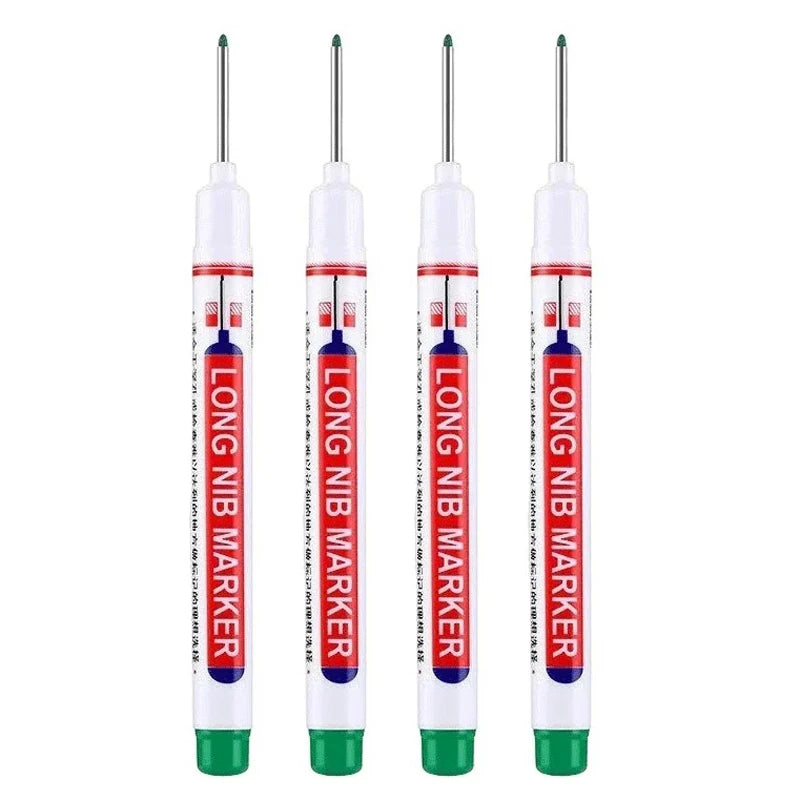 4Pcs/Set 20mm Deep Hole Long Nib Markers, Waterproof Permanent Pen for Metal, Drilling, Bathroom, Woodworking & Decoration, Multi-Purpose