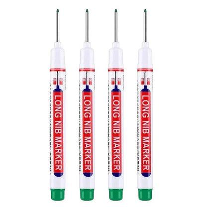 4Pcs/Set 20mm Deep Hole Long Nib Markers, Waterproof Permanent Pen for Metal, Drilling, Bathroom, Woodworking & Decoration, Multi-Purpose