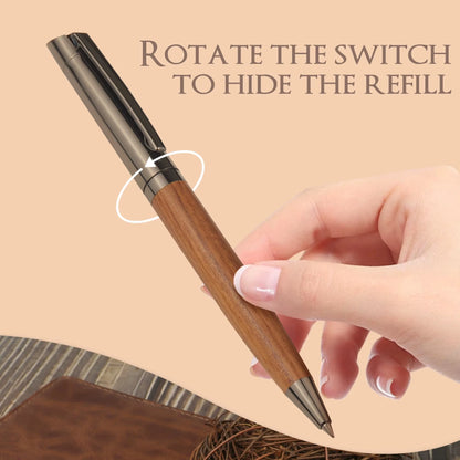 1 Set Premium Metal Ballpoint Pen with Wooden Barrel, Smooth Writing, High-End Design – Black Ink, Office Pen with Gift Case