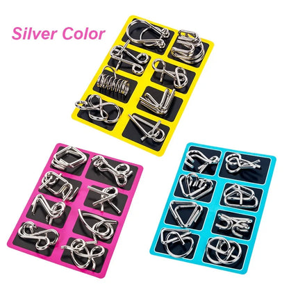 8Pcs/Set Metal Montessori Wire Puzzle, IQ Brain Teaser Toy for Kids & Adults, Interactive Stress Relief Educational Game