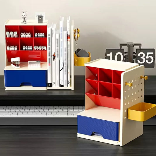 Modern Bauhaus Style Desk Organizer, Multifunctional Desktop Storage Box, Practical Stationery Organizer for Office & School Use