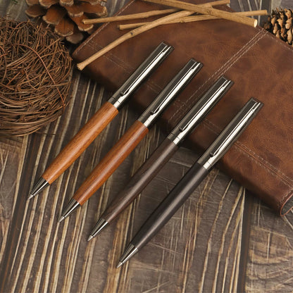 1 Set Premium Metal Ballpoint Pen with Wooden Barrel, Smooth Writing, High-End Design – Black Ink, Office Pen with Gift Case