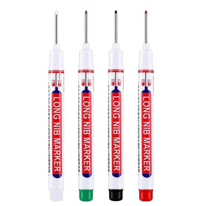 4Pcs/Set 20mm Deep Hole Long Nib Markers, Waterproof Permanent Pen for Metal, Drilling, Bathroom, Woodworking & Decoration, Multi-Purpose