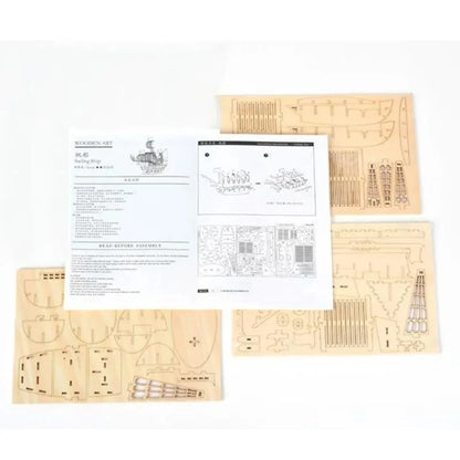 1PC 3D Sailboat Wooden Puzzle Assembly Model, DIY Wooden Craft Kit, Decorative Desk Ornament & Creative Gift