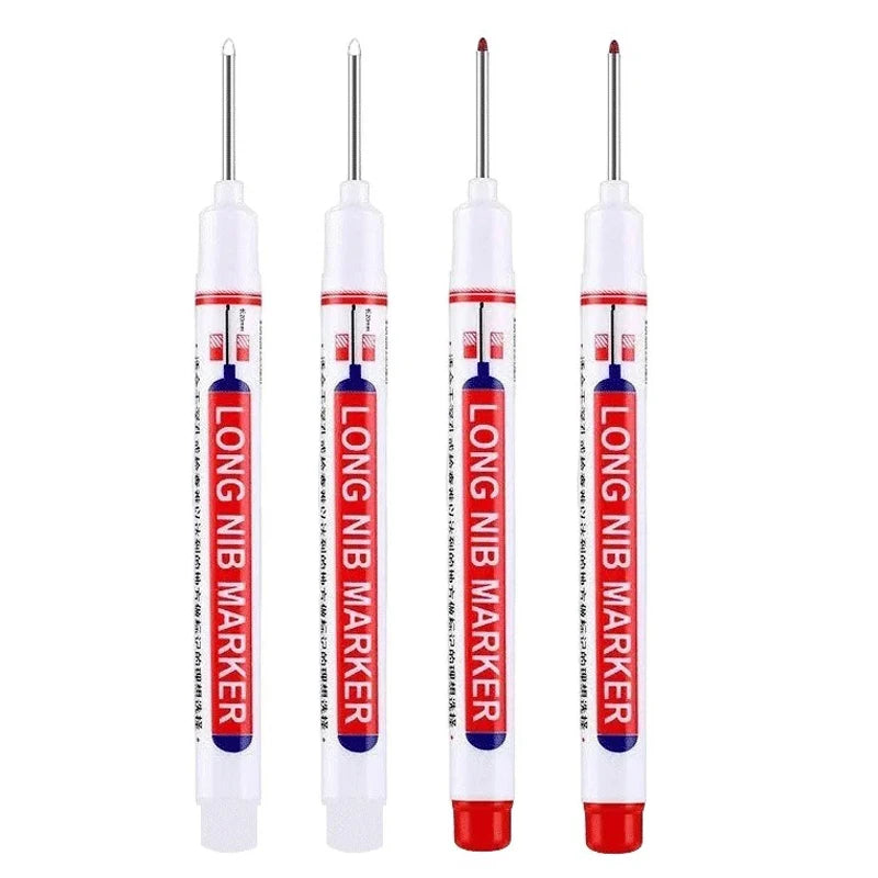 4Pcs/Set 20mm Deep Hole Long Nib Markers, Waterproof Permanent Pen for Metal, Drilling, Bathroom, Woodworking & Decoration, Multi-Purpose
