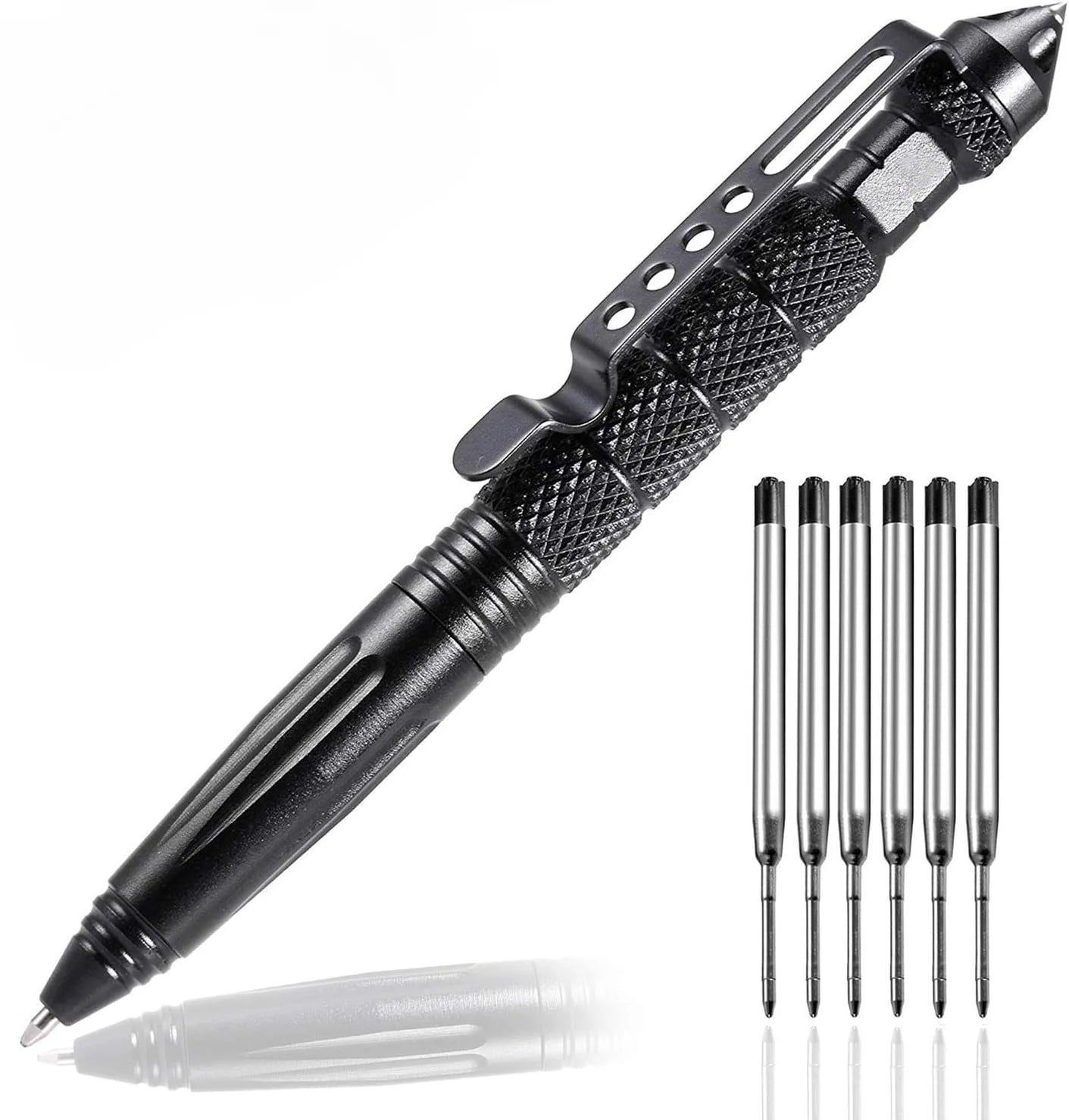 Military Tactical Pen, Professional Self-Defense Pen & Emergency Glass Breaker, Tungsten Steel Construction, Multi-Function Writing Tool with 6 Refills