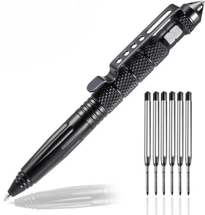 Military Tactical Pen, Professional Self-Defense Pen & Emergency Glass Breaker, Tungsten Steel Construction, Multi-Function Writing Tool with 6 Refills