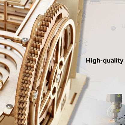 3D Wooden Puzzle DIY Mechanical Model Building Kit, Assemble Toy Set with Marble Run & 4 Balls, Creative Gifts for Adults & Kids