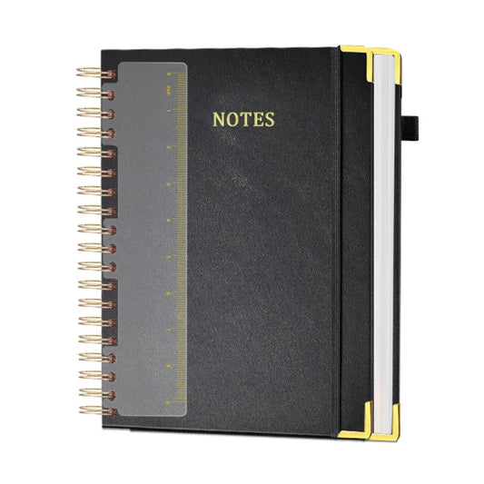 Premium PU Leather Business Notebook, 300 Pages Thick Paper, 360° Foldable Twin Coil Binding, Smooth Writing & Ink Bleed Resistant