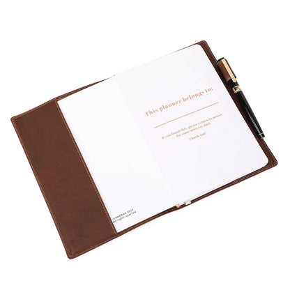 A5/B5 Genuine Leather Laptop Notebook Cover, Handmade with Pen Slot, Business & Office School Stationery