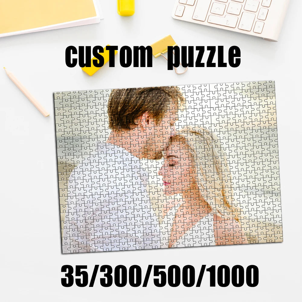 Personalized Custom Photo Puzzle – Custom Cardboard/Wooden Jigsaw Puzzles with 35/300/500/1000 Pieces, Creative Toys for Adults and Kids