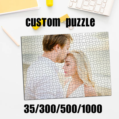 Personalized Custom Photo Puzzle – Custom Cardboard/Wooden Jigsaw Puzzles with 35/300/500/1000 Pieces, Creative Toys for Adults and Kids