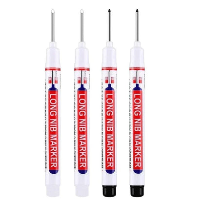 4Pcs/Set 20mm Deep Hole Long Nib Markers, Waterproof Permanent Pen for Metal, Drilling, Bathroom, Woodworking & Decoration, Multi-Purpose