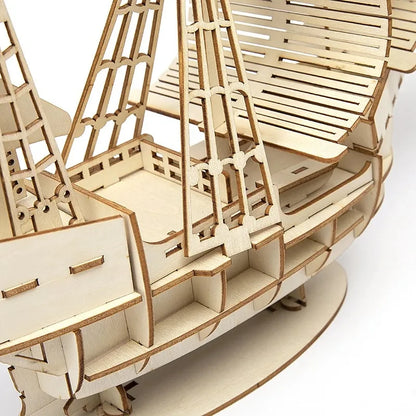 1PC 3D Sailboat Wooden Puzzle Assembly Model, DIY Wooden Craft Kit, Decorative Desk Ornament & Creative Gift
