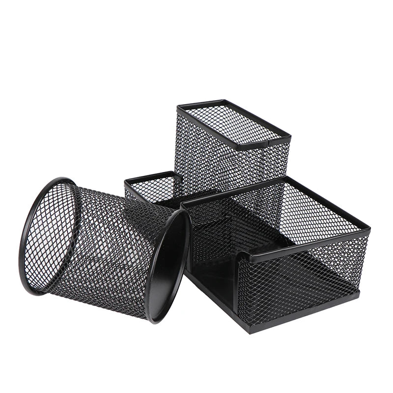 Creative Metal Desk Organizer, 3-Grid Pen Holder, Multifunctional Pencil & File Storage Rack, Practical Office Desktop Accessories