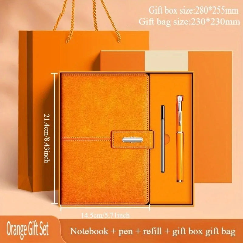 Elegant High-End Business Notebook Gift Box, Leather Journal with Pen, Premium Office Diary for Corporate Gifts