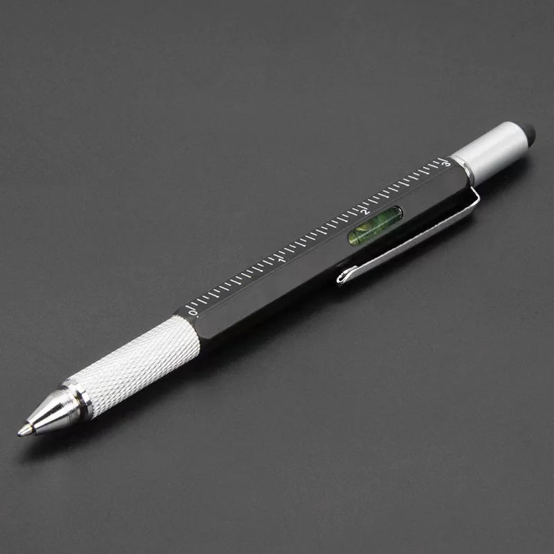 7-in-1 Multifunctional Ballpoint Pen with Practical Handheld Tools – Includes Measuring Ruler, Screwdriver, Touch Screen Stylus, and Spirit Level