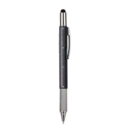 6-in-1 Multifunctional Ballpoint Pen with Hand Tool Features – Includes Ruler, Measuring Scale, Screwdriver, Touch Screen Stylus, and Spirit Level