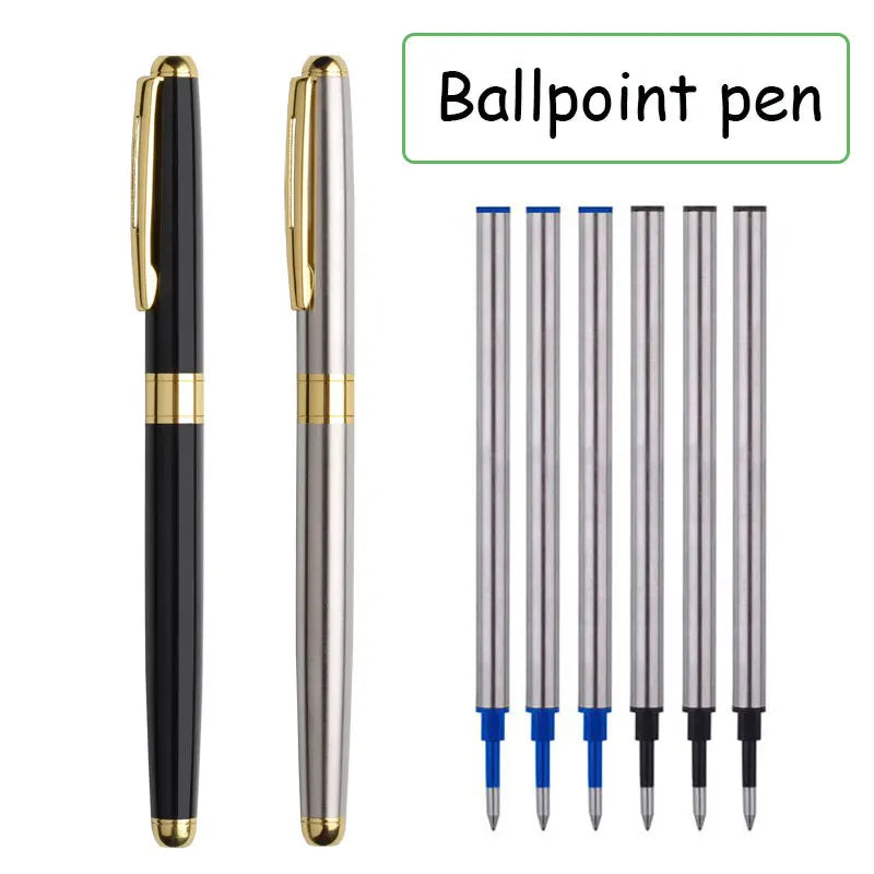 High-Quality Stainless Steel Ballpoint Pen, Business Signature Pen, Refillable Design, Ideal Stationery for Office & School Use
