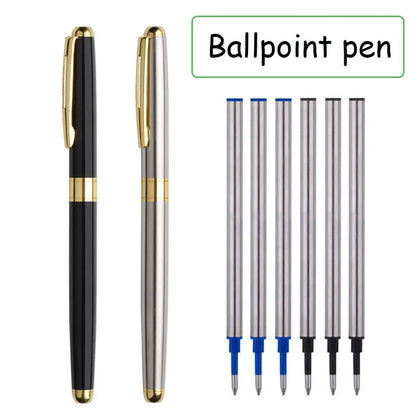 High-Quality Stainless Steel Ballpoint Pen, Business Signature Pen, Refillable Design, Ideal Stationery for Office & School Use